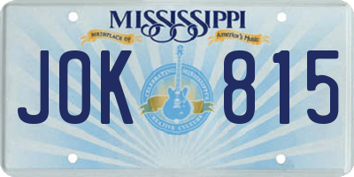 MS license plate JOK815