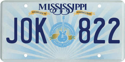 MS license plate JOK822