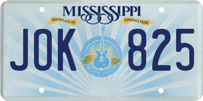 MS license plate JOK825
