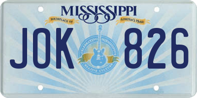 MS license plate JOK826