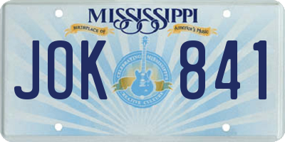 MS license plate JOK841