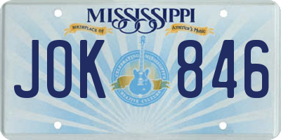 MS license plate JOK846