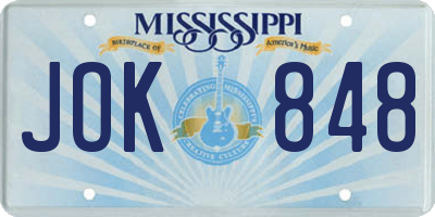 MS license plate JOK848