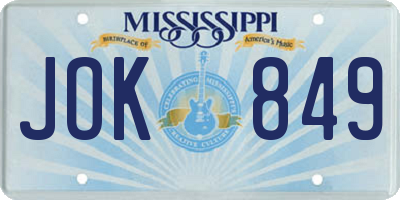 MS license plate JOK849