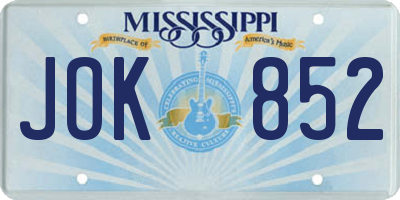 MS license plate JOK852
