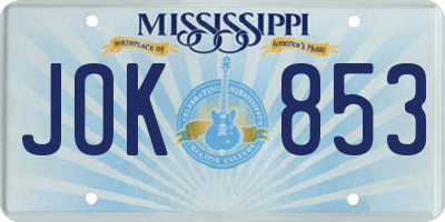 MS license plate JOK853