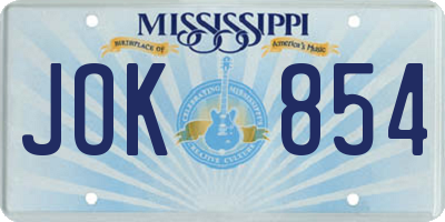 MS license plate JOK854