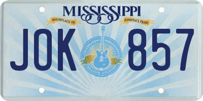 MS license plate JOK857