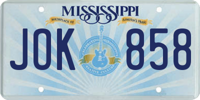MS license plate JOK858