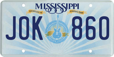 MS license plate JOK860