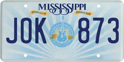 MS license plate JOK873
