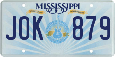 MS license plate JOK879