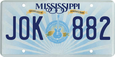 MS license plate JOK882