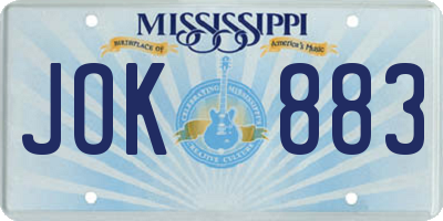 MS license plate JOK883