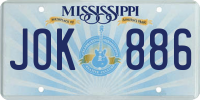 MS license plate JOK886