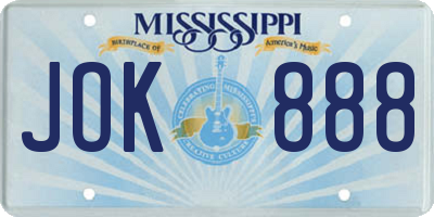 MS license plate JOK888