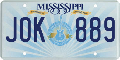 MS license plate JOK889