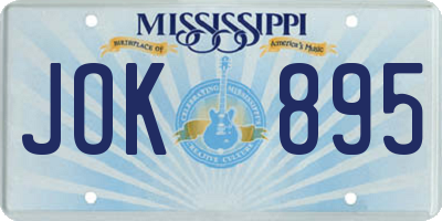 MS license plate JOK895
