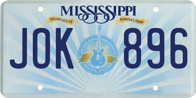 MS license plate JOK896