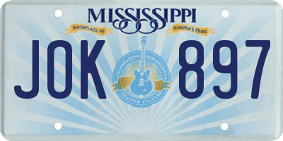 MS license plate JOK897