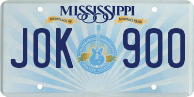 MS license plate JOK900