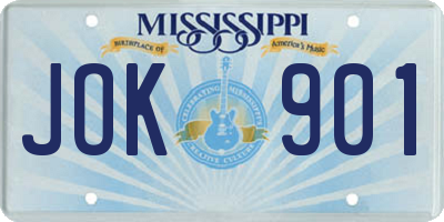 MS license plate JOK901