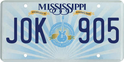 MS license plate JOK905