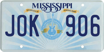 MS license plate JOK906