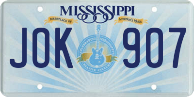 MS license plate JOK907