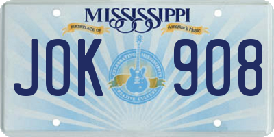 MS license plate JOK908