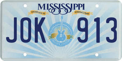MS license plate JOK913
