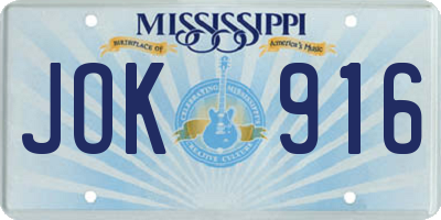 MS license plate JOK916