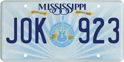 MS license plate JOK923