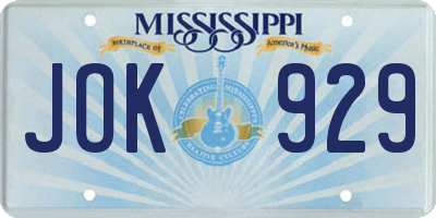 MS license plate JOK929