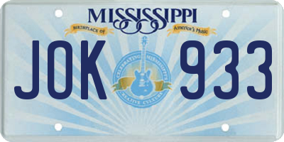 MS license plate JOK933
