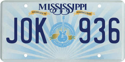 MS license plate JOK936