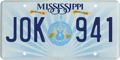 MS license plate JOK941