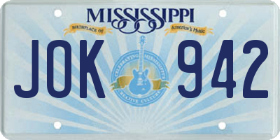 MS license plate JOK942