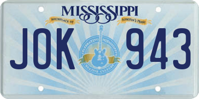 MS license plate JOK943