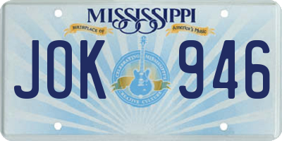 MS license plate JOK946