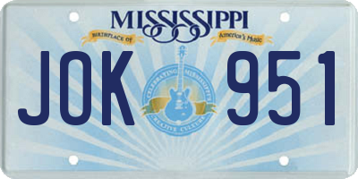 MS license plate JOK951