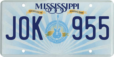 MS license plate JOK955