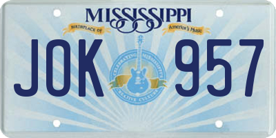 MS license plate JOK957