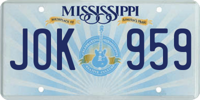 MS license plate JOK959