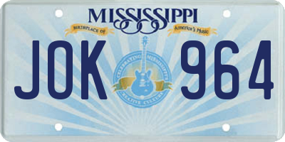 MS license plate JOK964