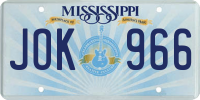 MS license plate JOK966