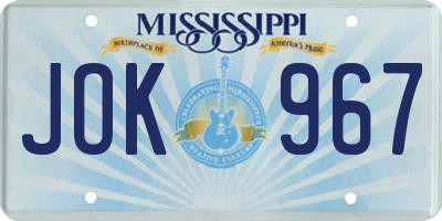 MS license plate JOK967
