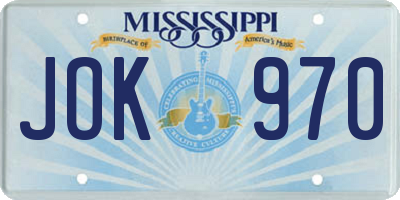MS license plate JOK970