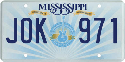 MS license plate JOK971
