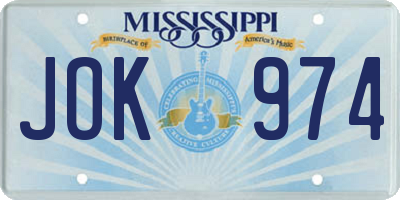MS license plate JOK974